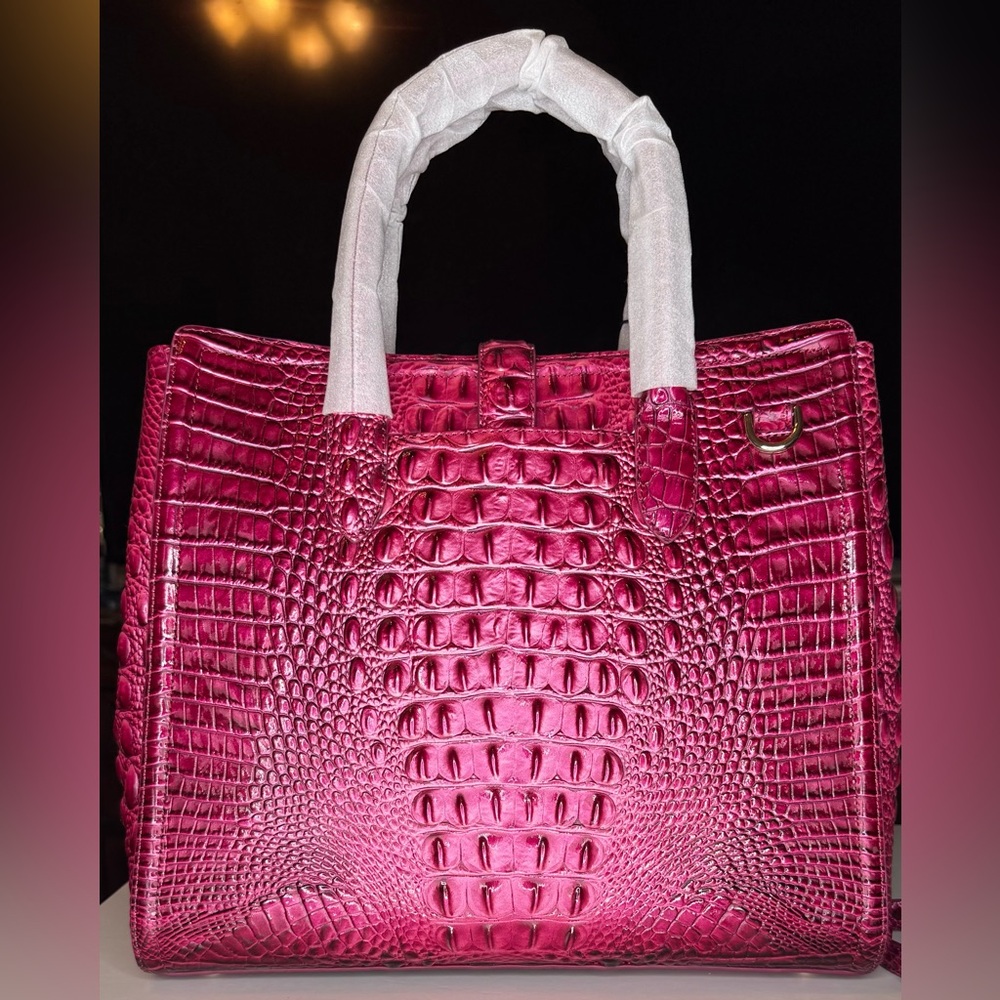 Brahmin Pomegranate Melbourne Nakita Crocodile Embossed Satchel - Picture 3 of 6